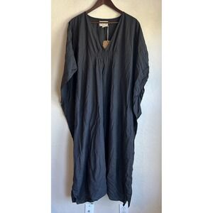La Lou Maxi Kaftan Dress NWT O/S Gray Coverup Bohemian Hippie Boho Resort